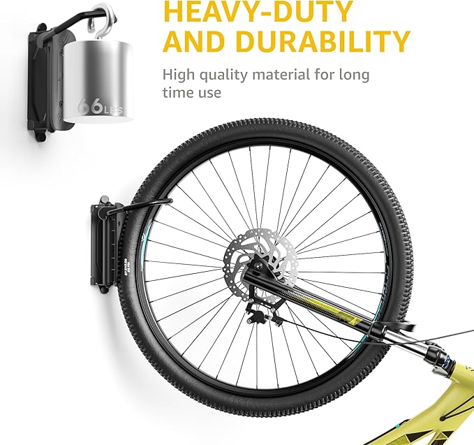 monTEK Swivel Bike Wall Mount, Bike Hangers for Garage, Space-Saving Vertical Bike Rack, Sturdy Bike Storage Rack Holds Up to 66lbs, Easy to Install, 4 Pack - Image 2