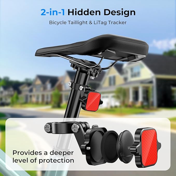 Bike Tail Light with Hidden Bluetooth Tracker, Anti-Theft Bicycle Tracker for iOS & Android, Works with Find My & Google Find Hub, Water-Resistant Rear Light for Road Bikes & Scooters - Image 5