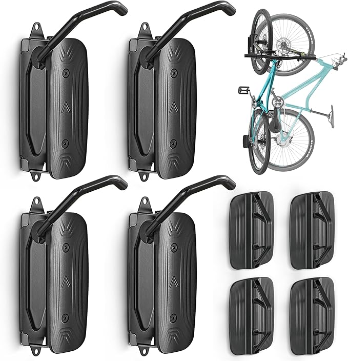 monTEK Swivel Bike Wall Mount, Bike Hangers for Garage, Space-Saving Vertical Bike Rack, Sturdy Bike Storage Rack Holds Up to 66lbs, Easy to Install, 4 Pack - Image 4