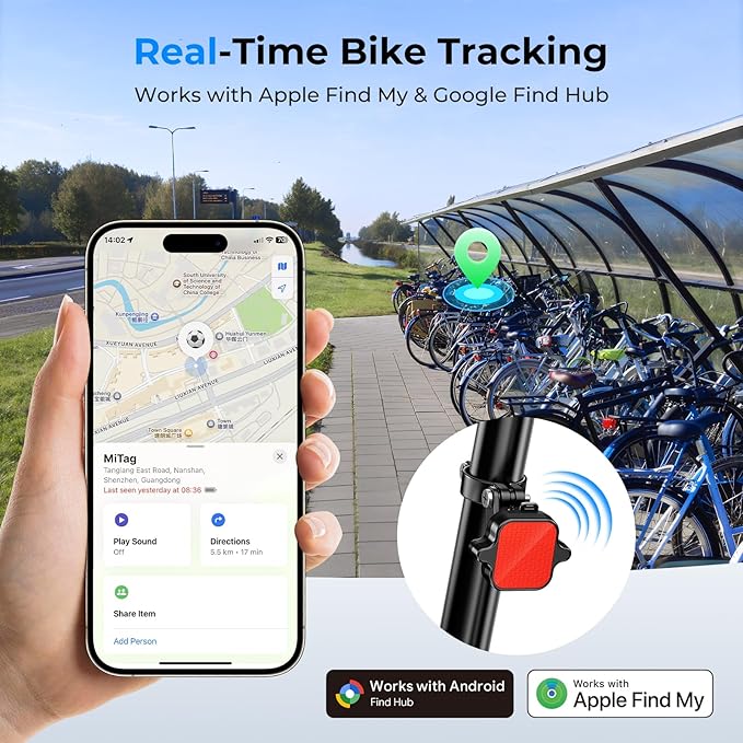 Bike Tail Light with Hidden Bluetooth Tracker, Anti-Theft Bicycle Tracker for iOS & Android, Works with Find My & Google Find Hub, Water-Resistant Rear Light for Road Bikes & Scooters - Image 4